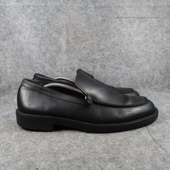 Banana Republic Shoes Mens 10 Loafer Slip On Black Leather Moc Toe Classic Italy - Picture 1 of 16